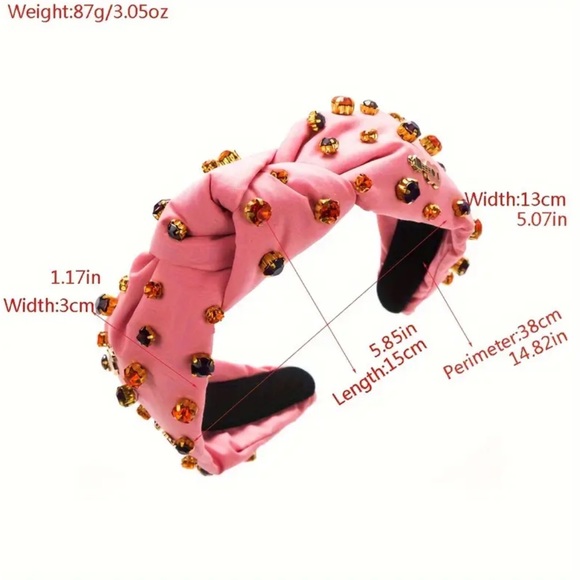 Pink Guitar Rhinestone Headband - Picture 4 of 4